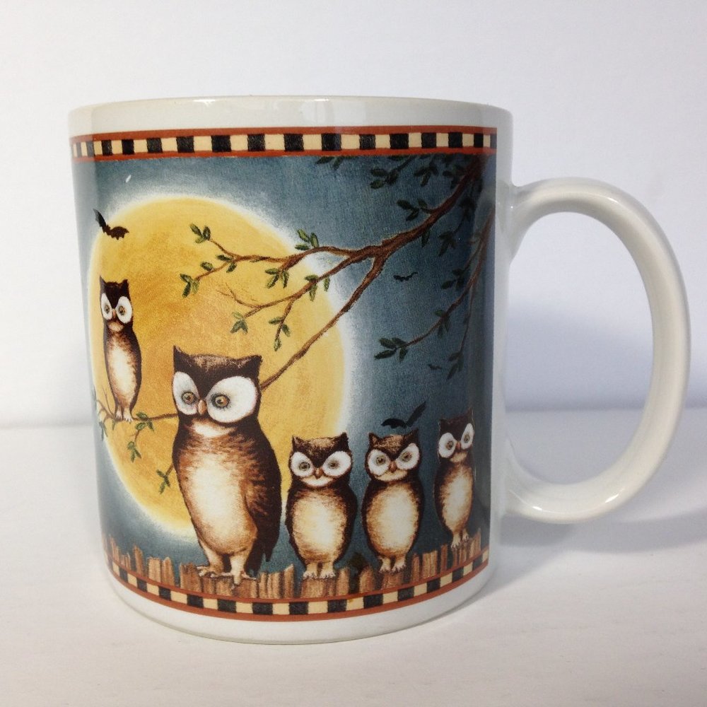 Pumpkin Hollow David Carter Brown Owls & Bats Ceramic Coffee Mug Halloween